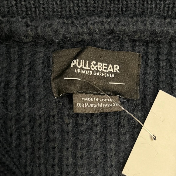 Pull & Bear Men’s Chunky Ribbed Knit Quarter Zip Sweater - Size M - Picture 9 of 10